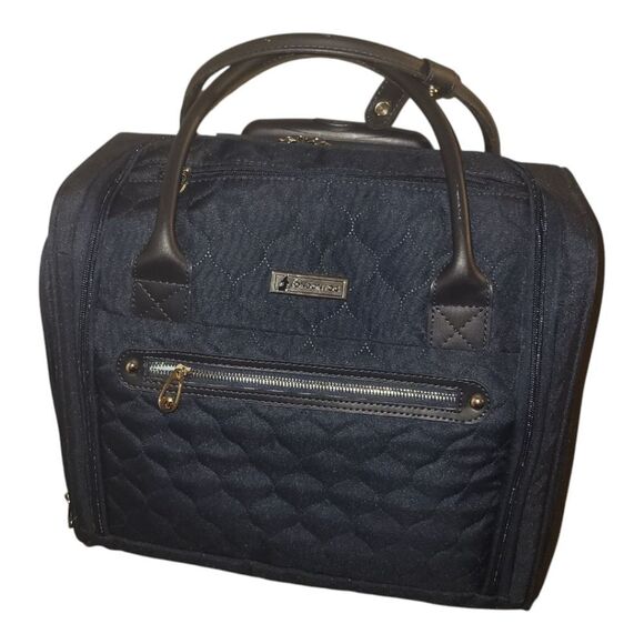 London Fog Calypso Carry On Luggage Travel Bag Suitcase Navy Blue - Picture 1 of 16